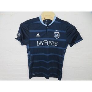 Sporting Kansas City Jersey Mens Large Adidas 2016 Away Jersey Blue MLS Soccer